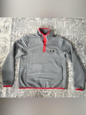 L.L. Bean Men’s Gray Zip-Up Sweater with Red Trim